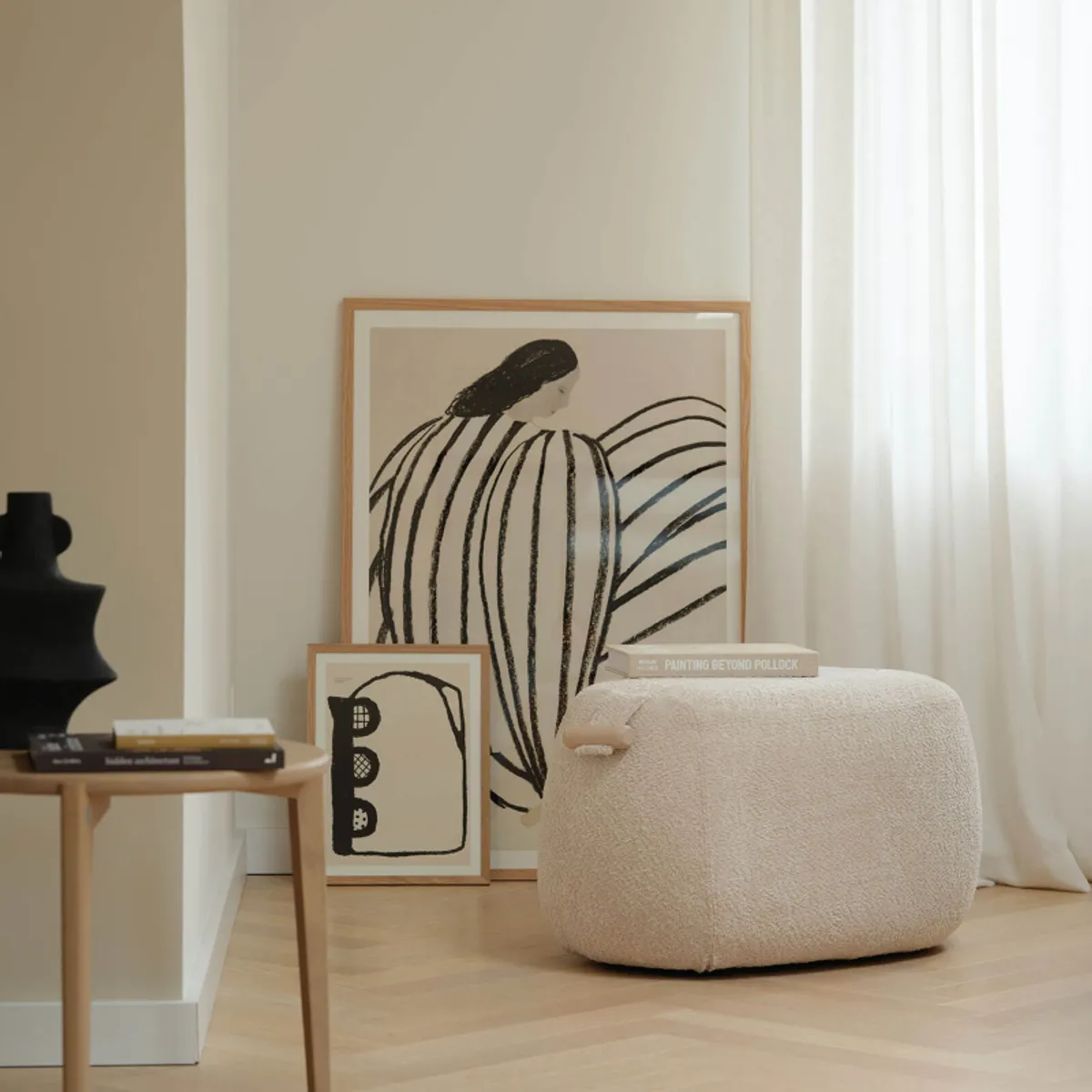Thalia XL Mobitec ® - Grand pouf cosy en tissu avec poignée