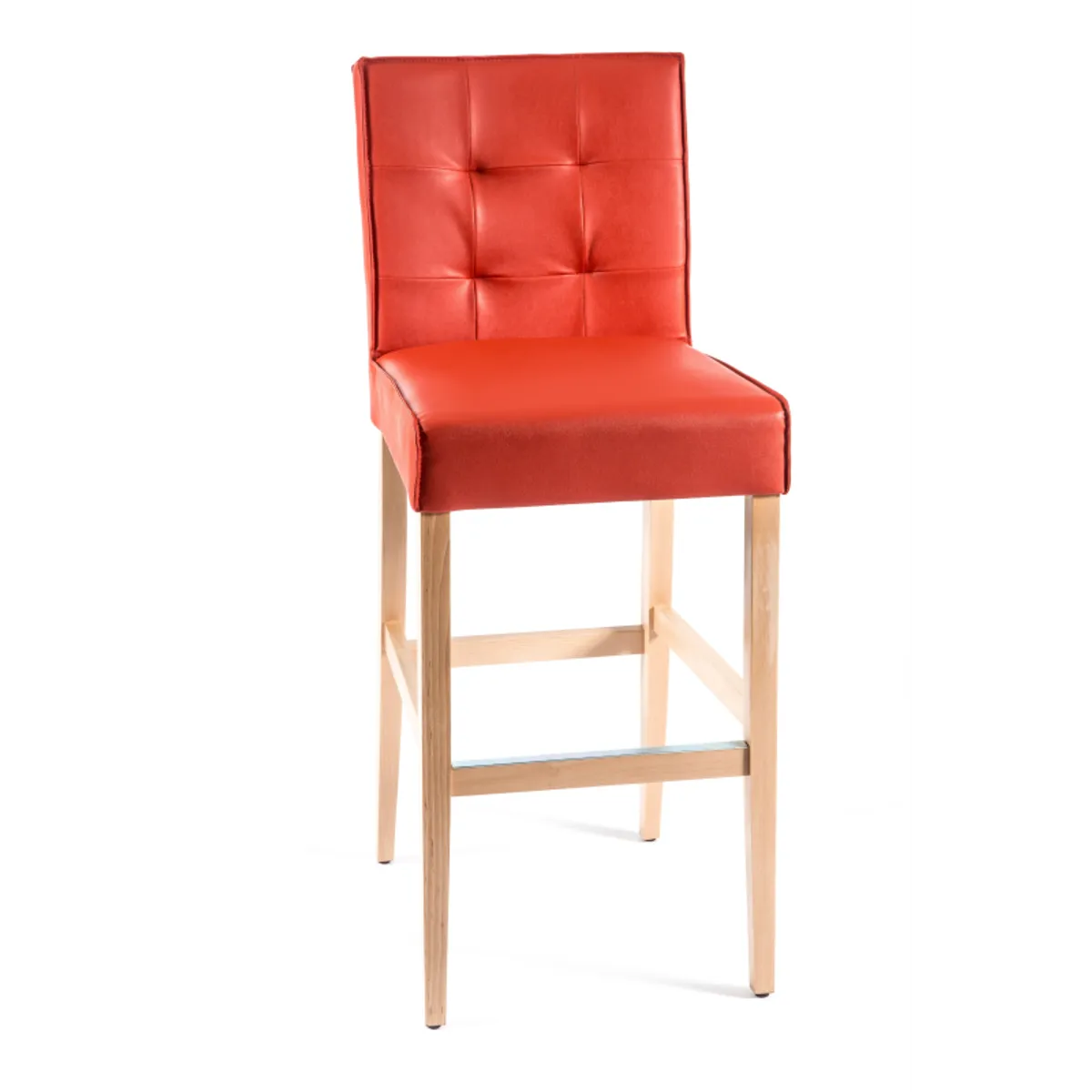 BarCarpe 2 - Tabouret de bar matelassé en synthétique et bois