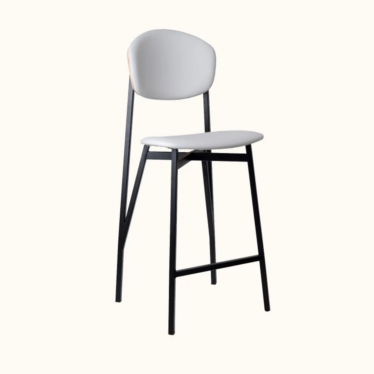 Artémis Carrier® - Tabouret snack design français assise et dossier en simili dos bois et pieds en m
