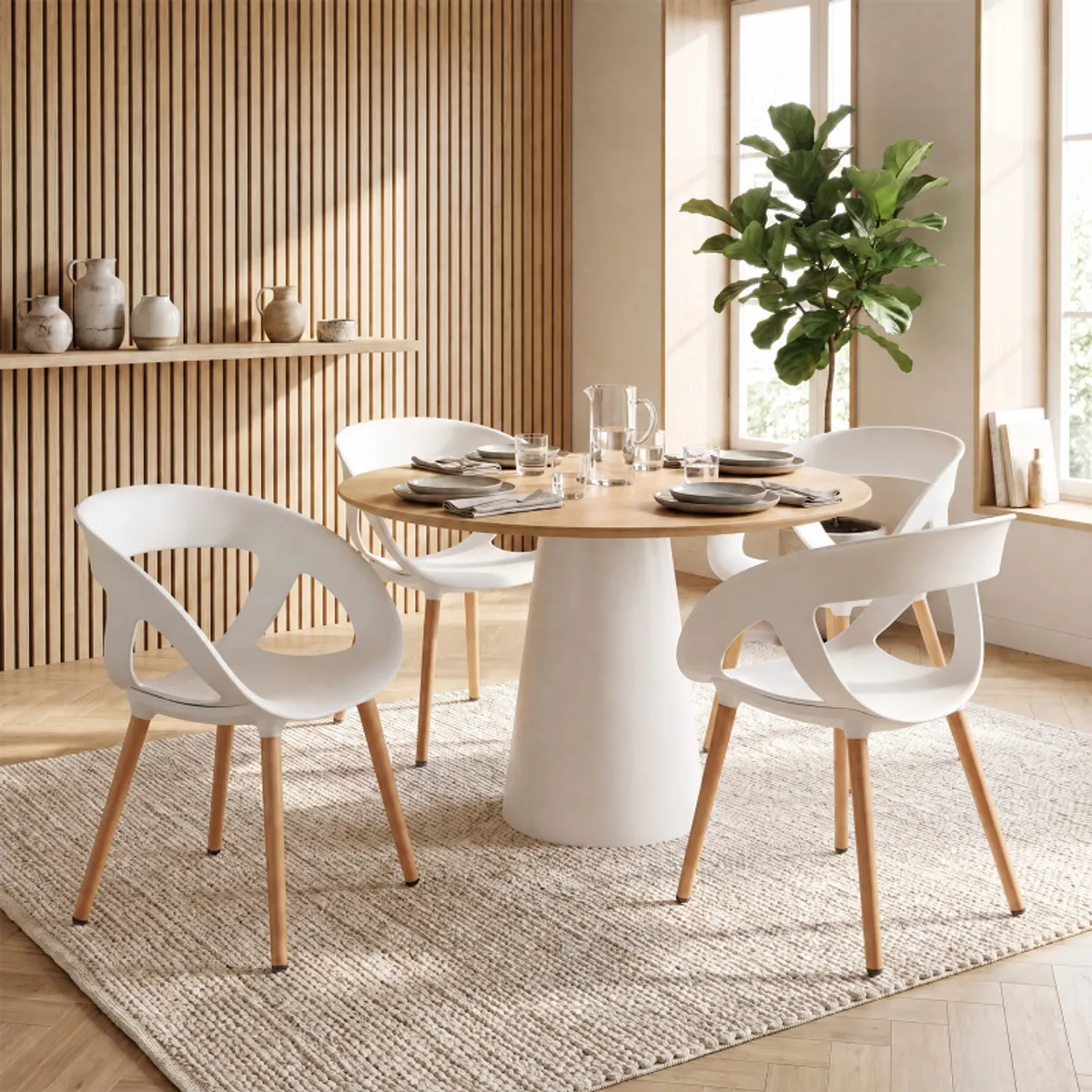 Totem Sovet® - Table design ronde plateau bois