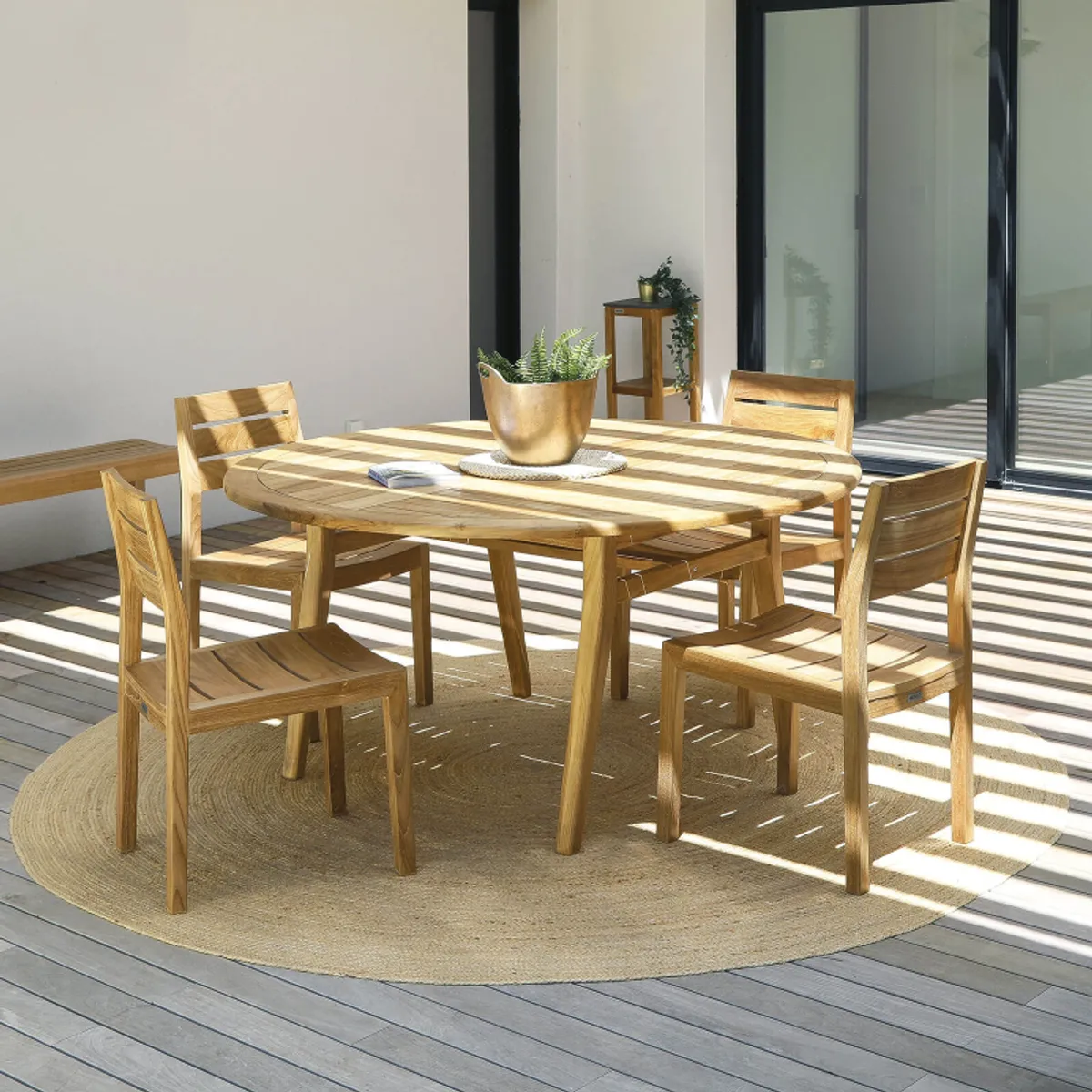 Tamani - Table de jardin ronde en teck