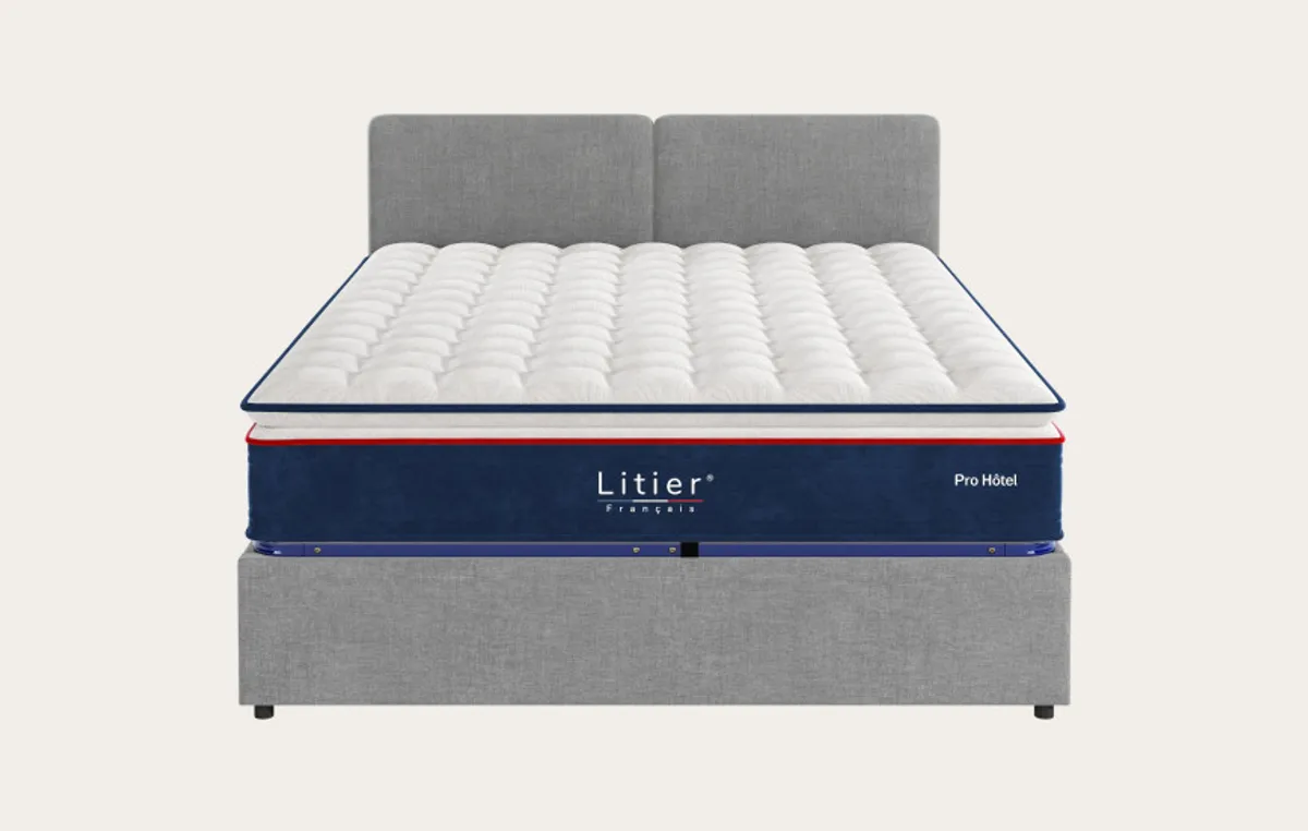 Ensemble lit coffre Impérial et matelas Pro Hôtel — Naturel