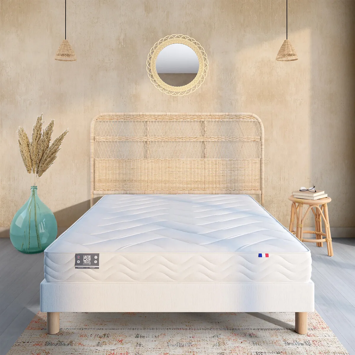 Matelas Origine Latex D'origine Végétale, 5 Zones, Soutien Ferme, Accueil Ferme