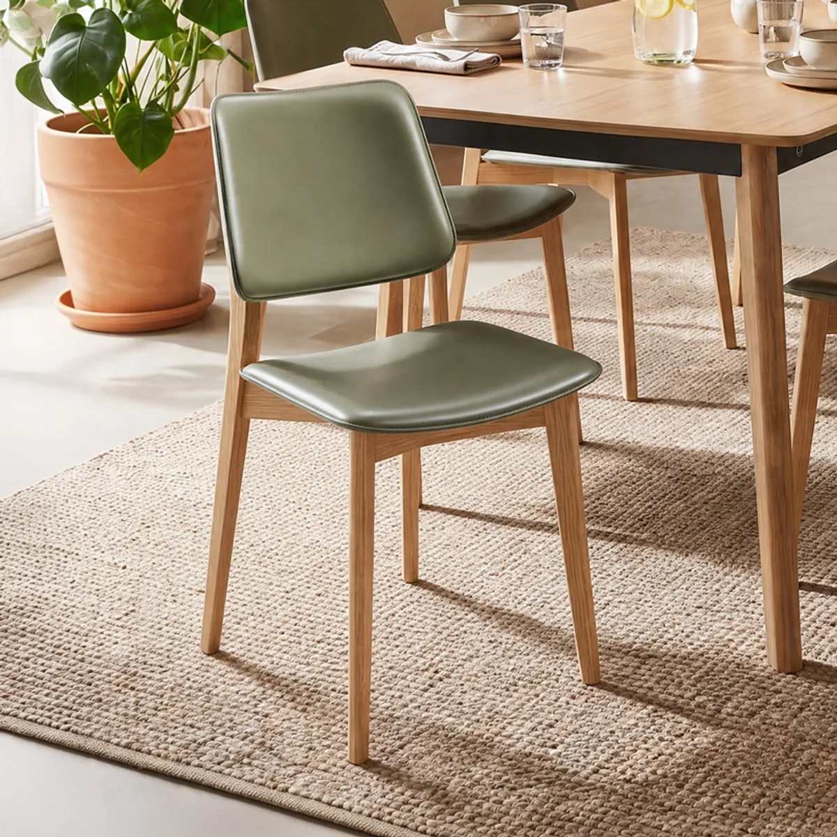 Joe Midj® - Chaise vintage en croûte de cuir et bois