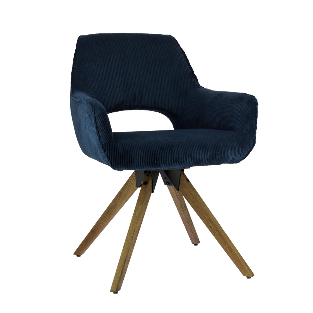 Marius - Fauteuil cocooning pivotant en tissu avec pieds bois