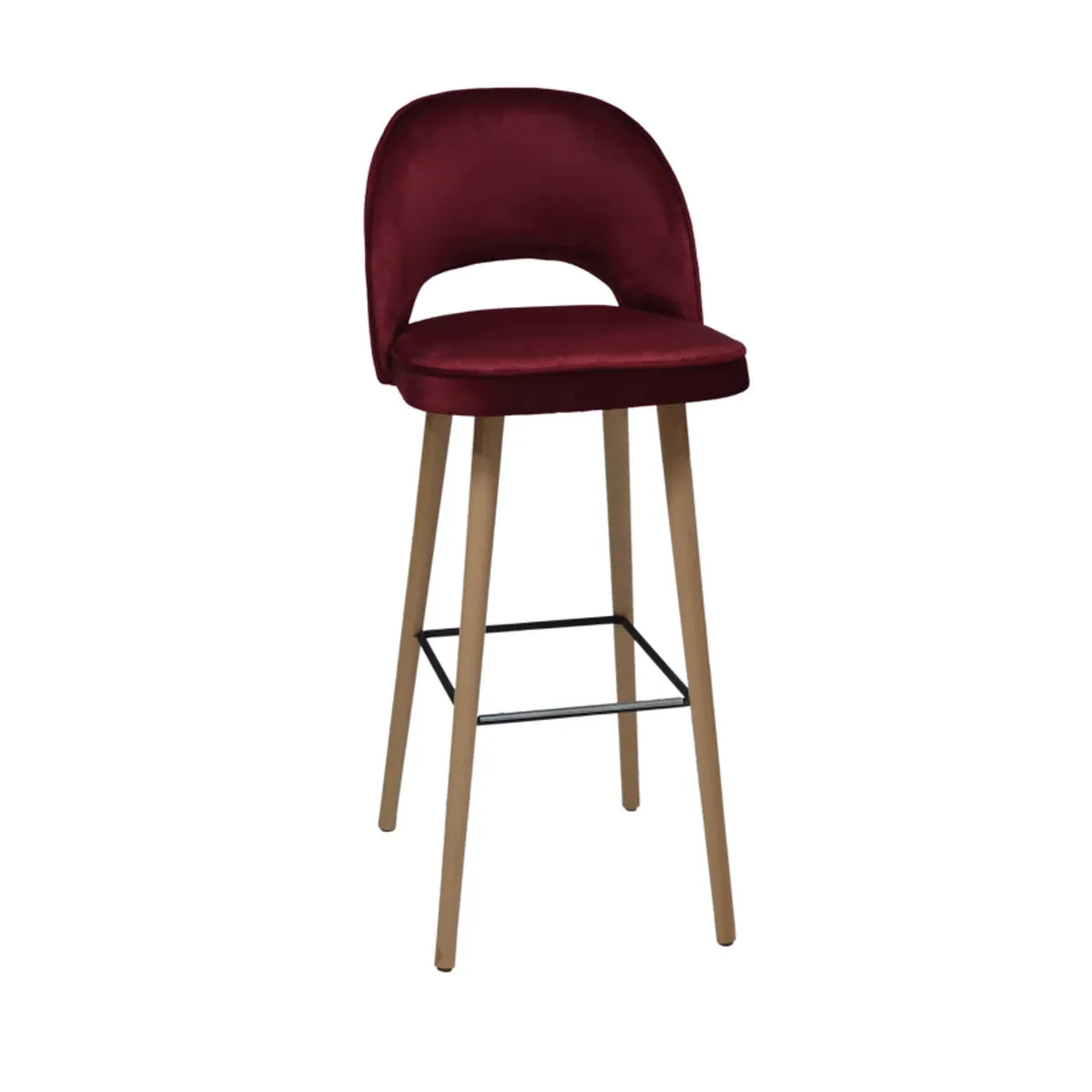 Bistrot - Tabouret de bar en tissu dossier ajouré avec pieds en bois