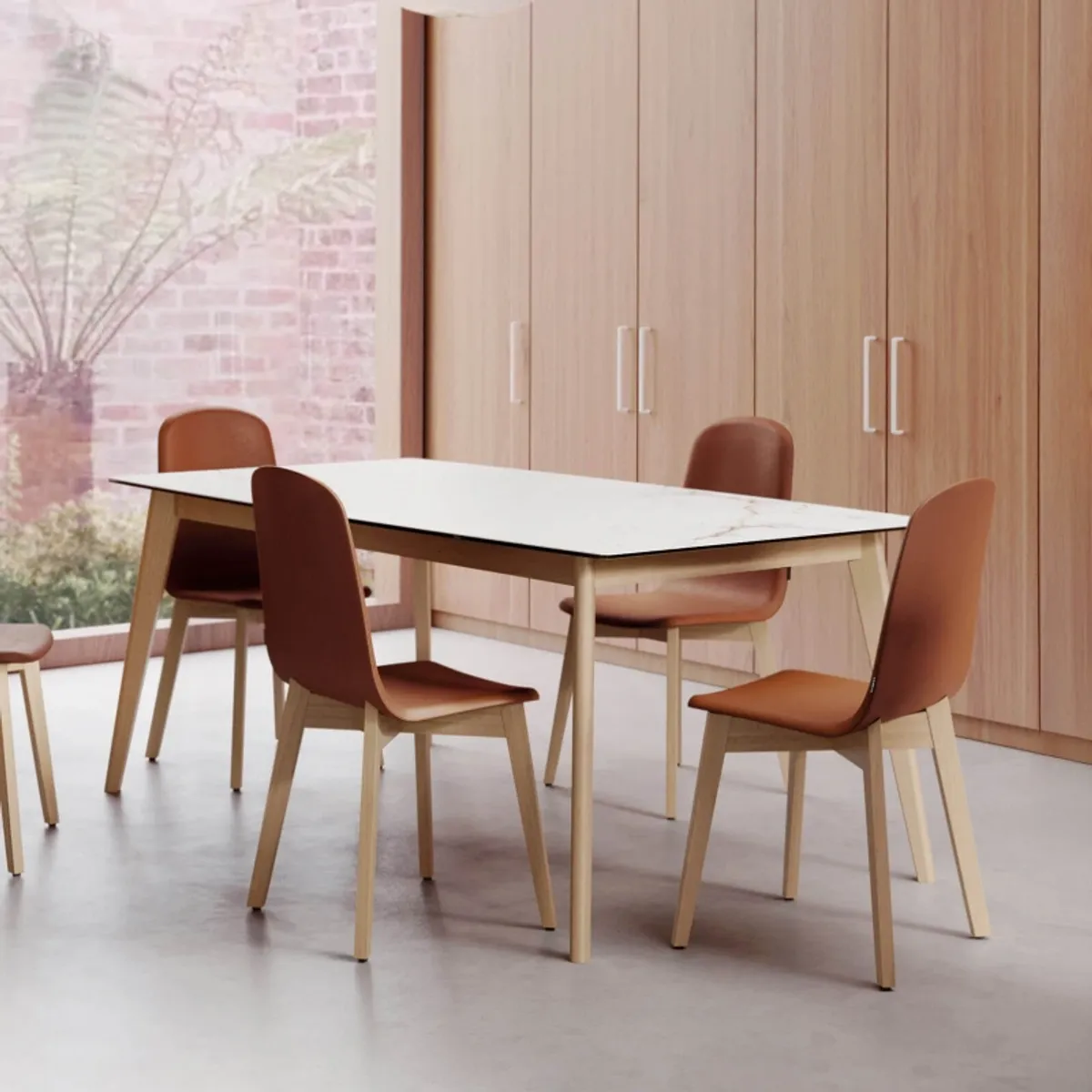 Atlas - Table scandinave en céramique avec pieds bois