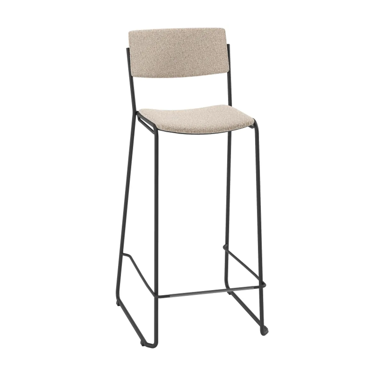 Zoom - Tabouret de bar moderne et épuré en tissu pieds traîneau