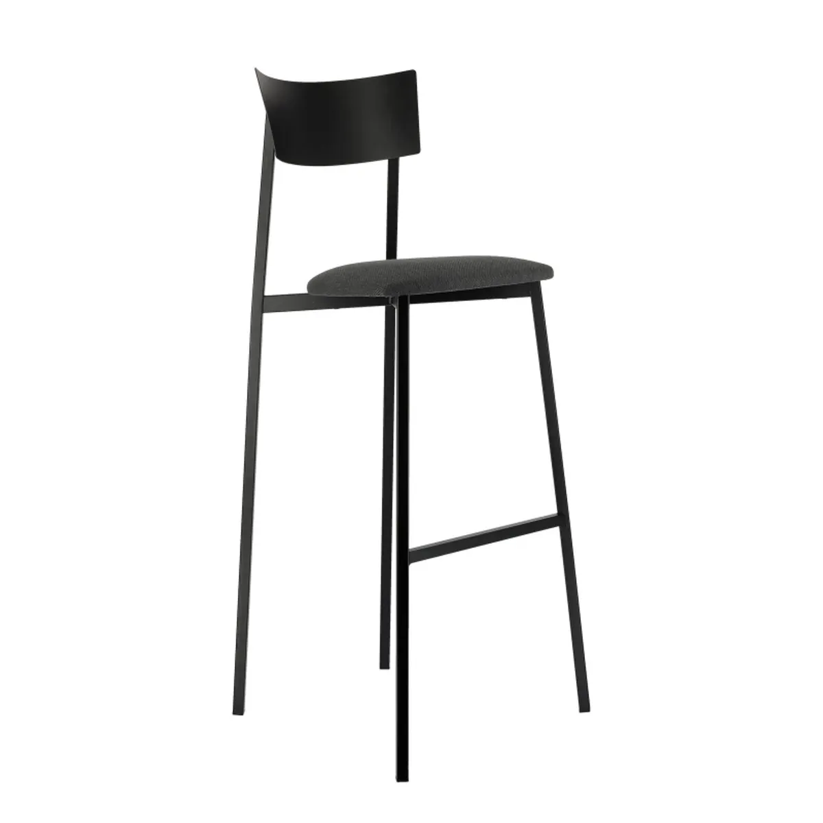 Anémone Carrier® - Tabouret de bar français avec assise en tissu rembourrée et dossier métal