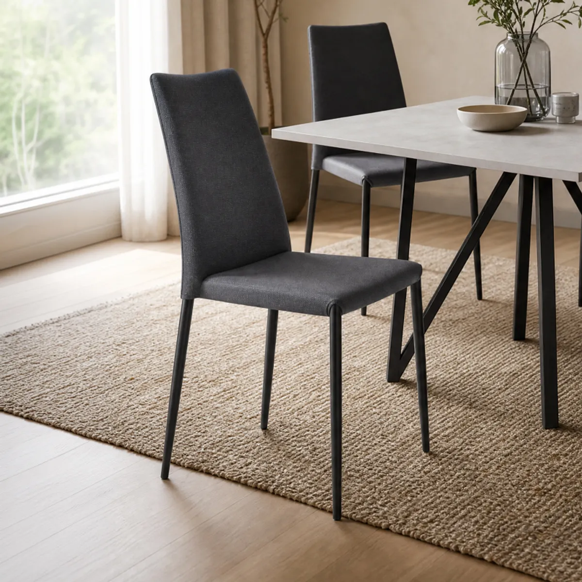 Bea - Chaise contemporaine en cuir