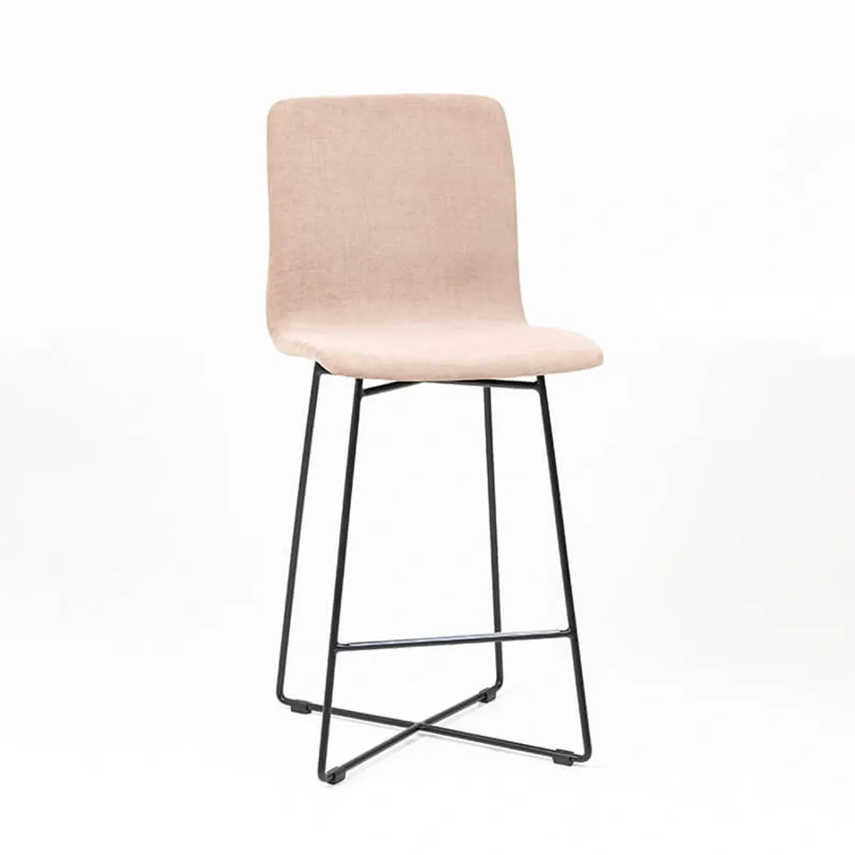 Amelie - Tabouret snack en tissu et pieds métal croisé