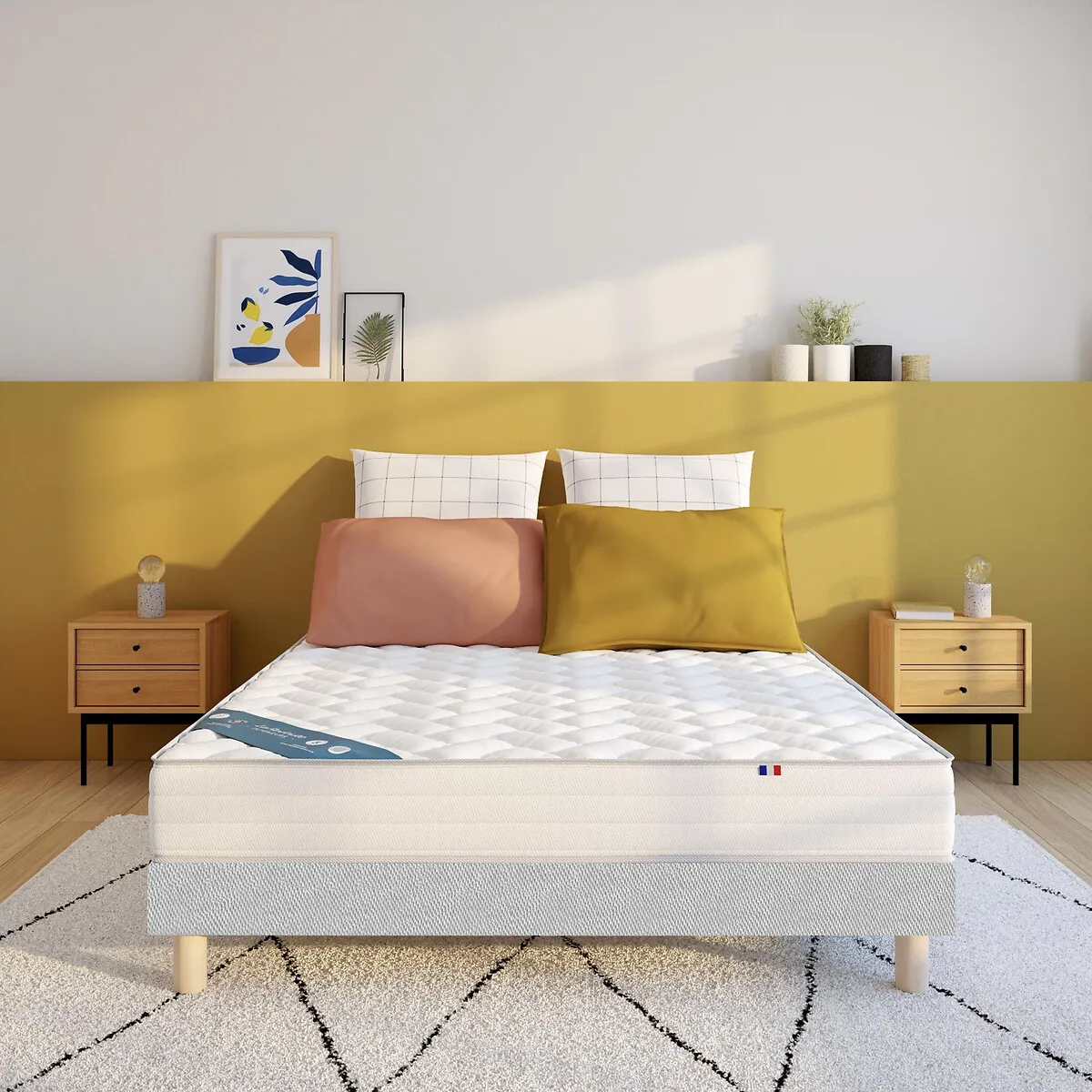 Ensemble Matelas 406 Ressorts, Soutien Ferme, Accueil Moelleux Et Sommier