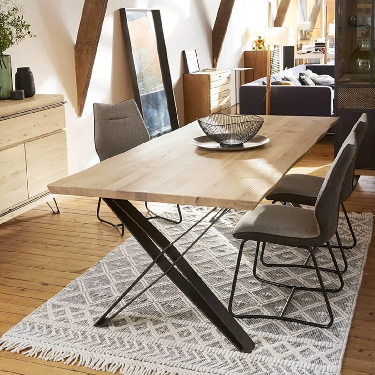 Fusion - Table design style industriel pieds en X