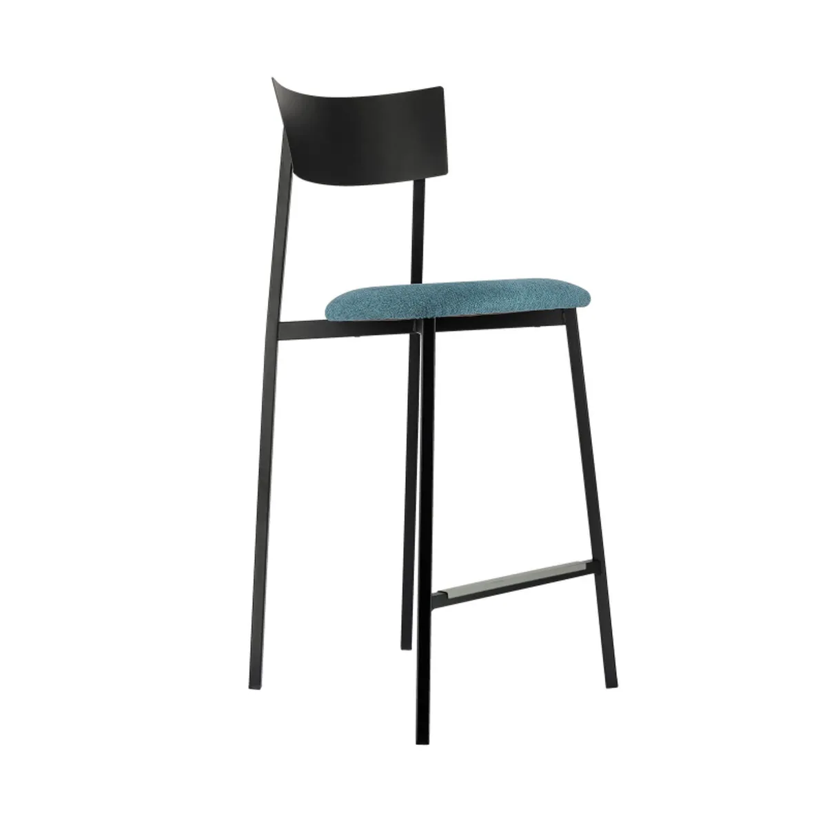Anémone Carrier® - Tabouret snack français avec assise en tissu rembourrée et dossier métal