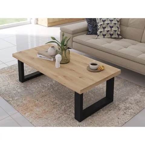 Table basse contemporaine rectangulaire chêne clair Valeria Chêne clair — Chêne clair