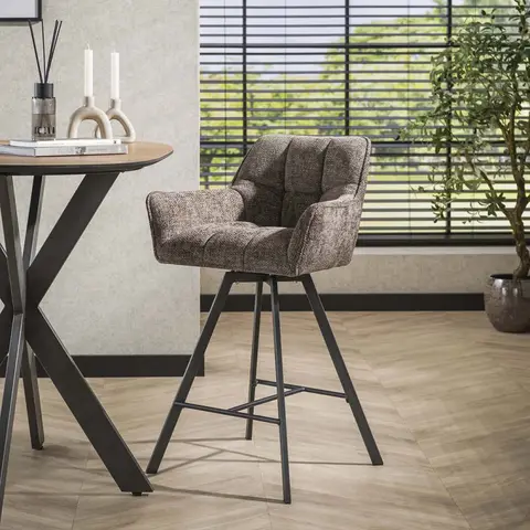 Tabouret de bar moderne en tissu Marcus (lot de 2) — Taupe