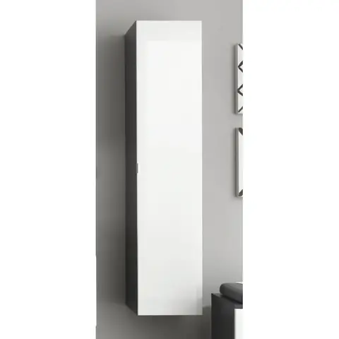 Colonne de salle de bain suspendue design gris/blanc laqué Messine Gris/blanc laqué — Gris