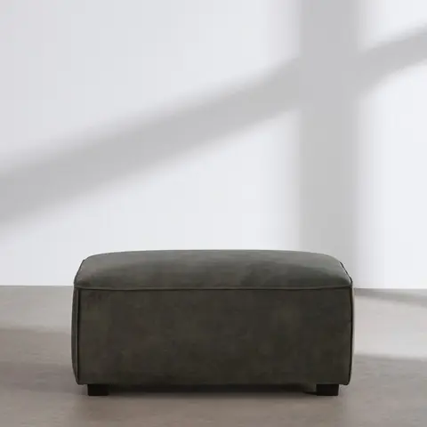 Pouf effet velours vert kaki