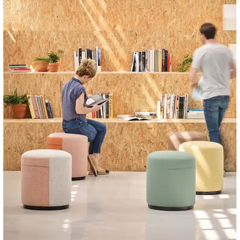 Pouf en tissu Orense Gris — Gris foncé