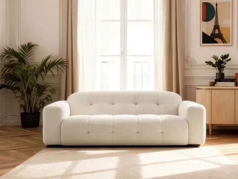 Canapé droit 3 places LAURA chiné beige