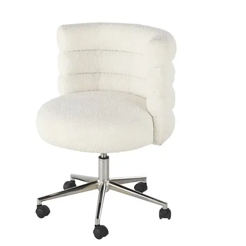 Chaise de bureau professionnelle en polyester recyclé à bouclettes écrues
