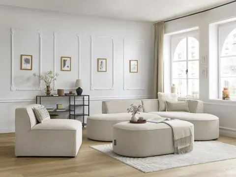 Canapé d'angle modulable ROUSSEAU chiné beige