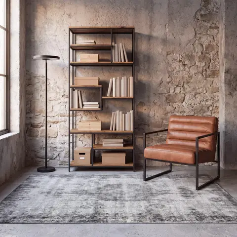 Etagère en acier noir mat et bois de manguier, L85 cm