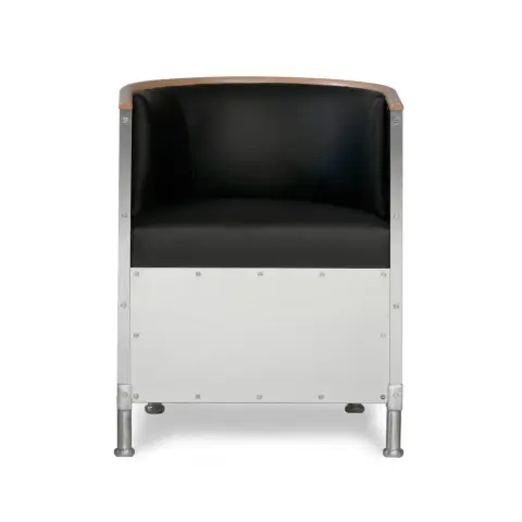 Fauteuil aluminium brossé mat Cuir Tärnsjö noir-noyer