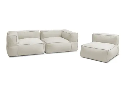 Canapé de jardin modulable GIULIA avec bâche de protection, 2 angles et beige