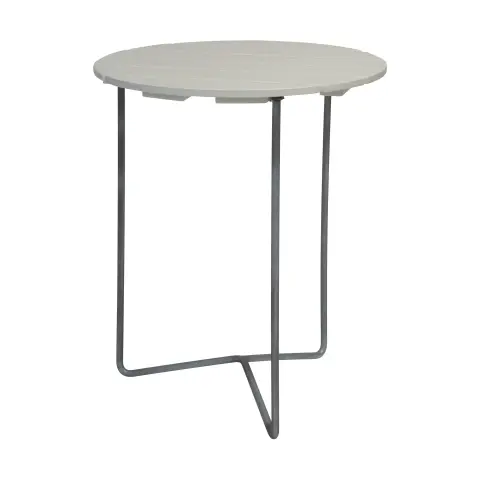 Table 6B Chêne laqué blanc - pieds galvanisés, Ø