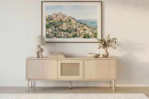 Vira - Meuble TV 3 Portes Beige 140 cm x 39 cm x 50 cm