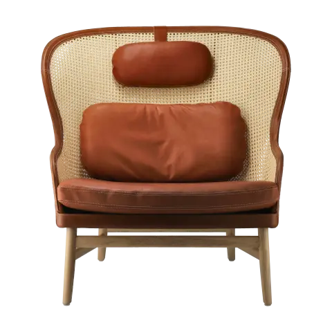 Fauteuil Dandy Chêne naturel - cuir Tärnsjö cognac