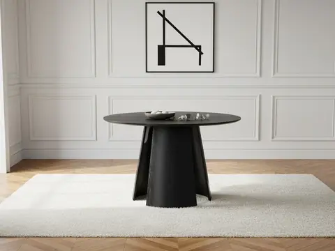 Table à manger ronde GASTON 120 cm placage chêne noir