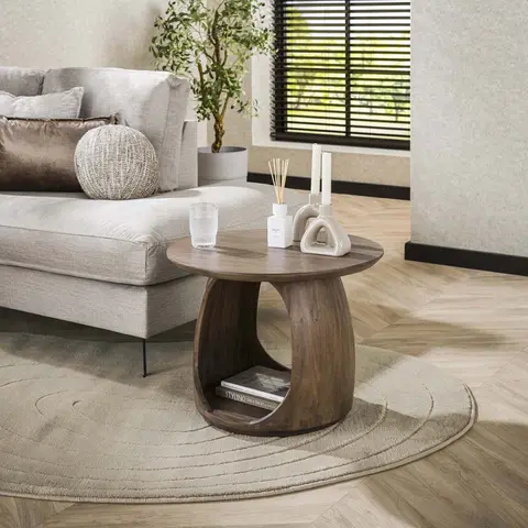 Table basse style nature H 46 cm en acacia massif marron Haron Marron — Marron