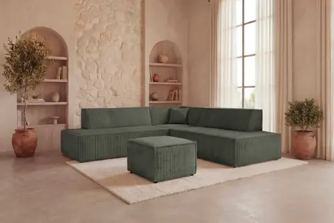 Canapé d'angle Duo Laria L Vert Angle gauche 254 cm x 254 cm x 74 cm