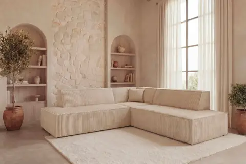 Canapé d'angle Laria L Beige Angle droit 254 cm x 254 cm x 74 cm