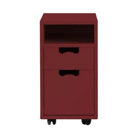 Table de chevet Snö G3 Brown red, roues noires