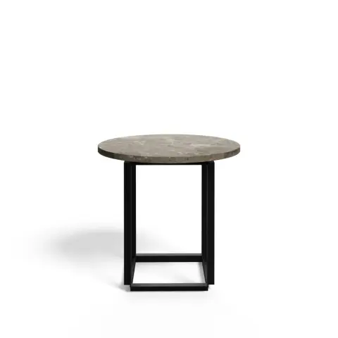 Table d'appoint Florence gris du marais marble, ø , structure noire