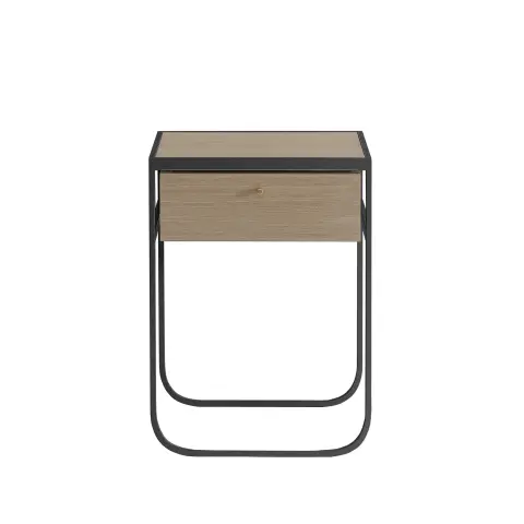Nati Tati Drawer table de chevet char grey, chêne laqué blanc