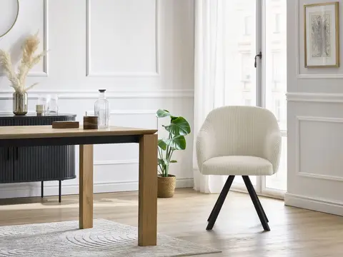 Lot de chaises SOPHIE velours côtelé et pieds étoile beige