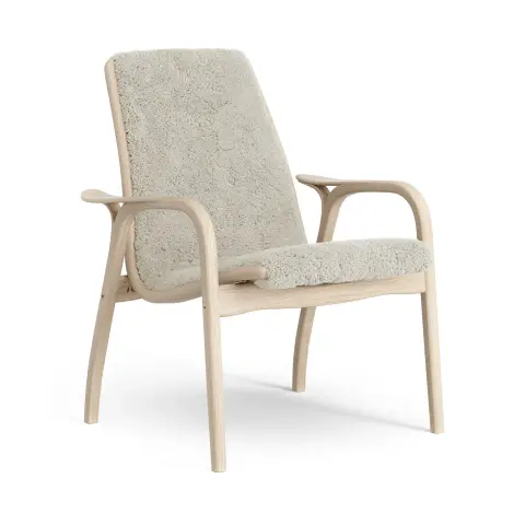 Fauteuil Laminett chêne pigmenté blanc/peau de mouton Moonlight (beige)