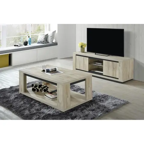 Table basse contemporaine chêne clair Flynn Chêne clair — Chêne clair
