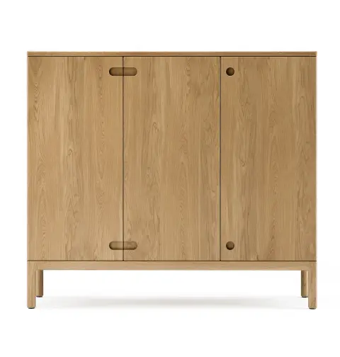 Buffet Prio haut chêne huilé naturel, porte en bois