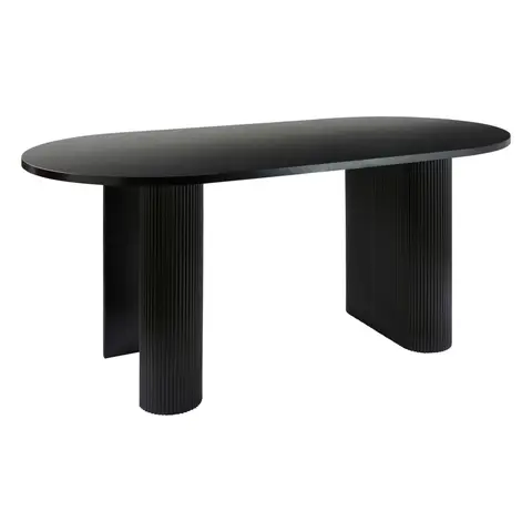 Table à manger ovale en bois avec pieds cannelés