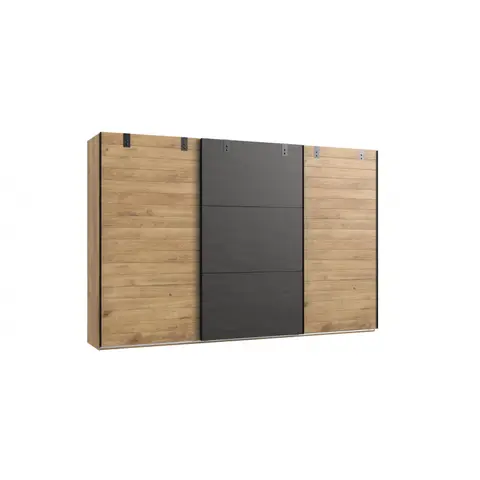 Armoire adulte industrielle 300 cm chêne/anthracite Michigan I Chêne — Chêne