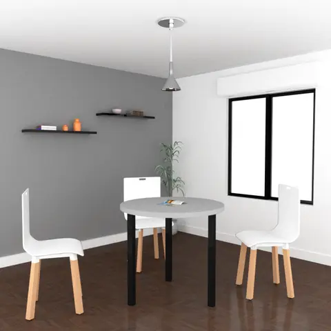 Table ronde de réunion pieds métal Skyline — Blanc