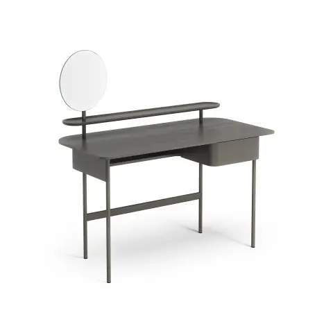Bureau Luna avec tiroir, étagère et miroir Chêne gris
