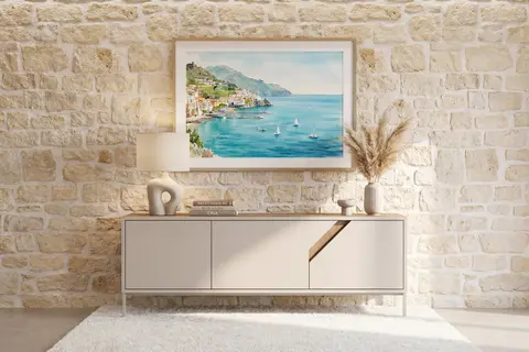 Dalia - Meuble TV Beige 150 cm x 35 cm x 55 cm