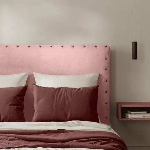 Tête de lit cloutée Velours Rose Poudré