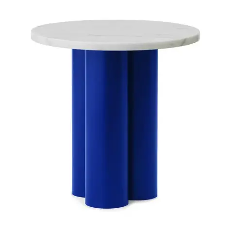 Dit table d'appoint Ø Blanc Carrara-bleu clair